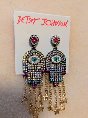 BETSEY JOHNSON EVIL EYE Mystical Hamsa 🧿 EARRINGS